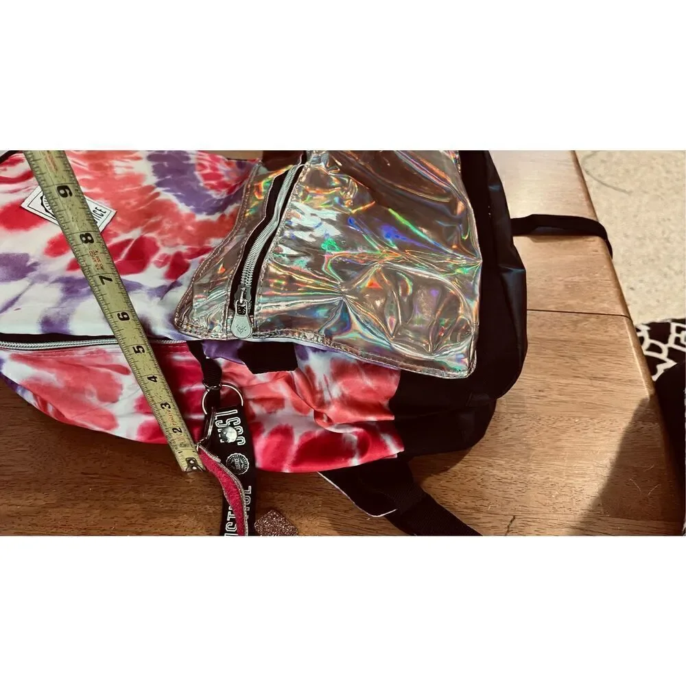 JUSTICE LARGE PINK AND PURPLE TIE DYE BACKPACK